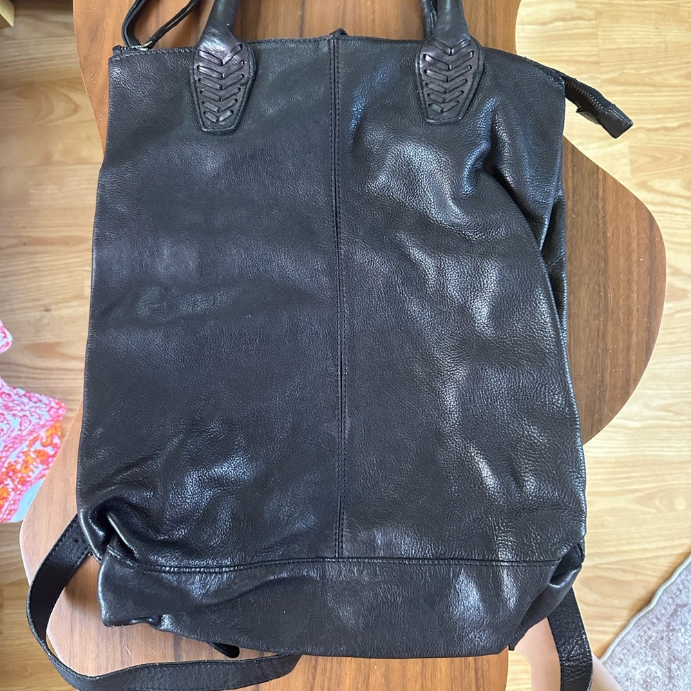 Free People Black Leather Backpack